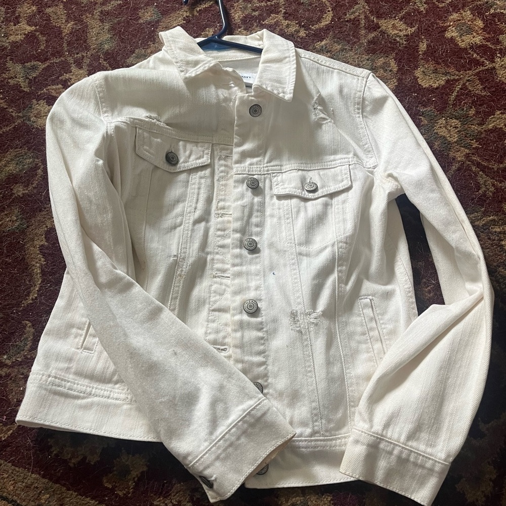 Old Navy Classic White Denim Jacket Size Small